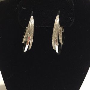 Swarovski triple  hoop  genuine crystal earrings